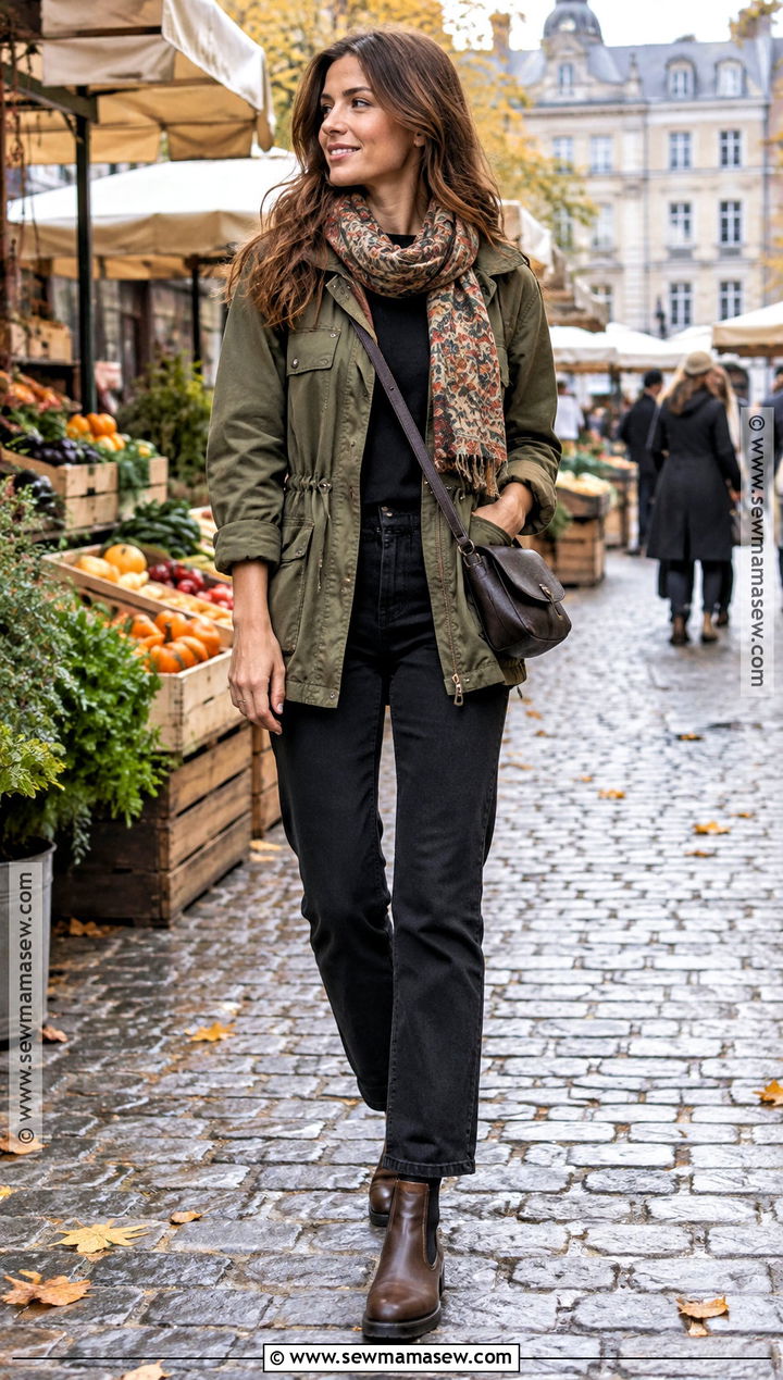 Europe Fall Utility Jacket Outfit - 20 Europe Capsule Wardrobe Fall Ideas