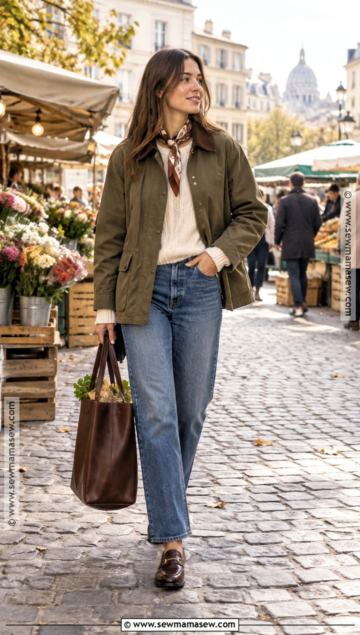 European Fall Barn Jacket And Straight Leg Jeans Outfit - 20 Fall European Outfits