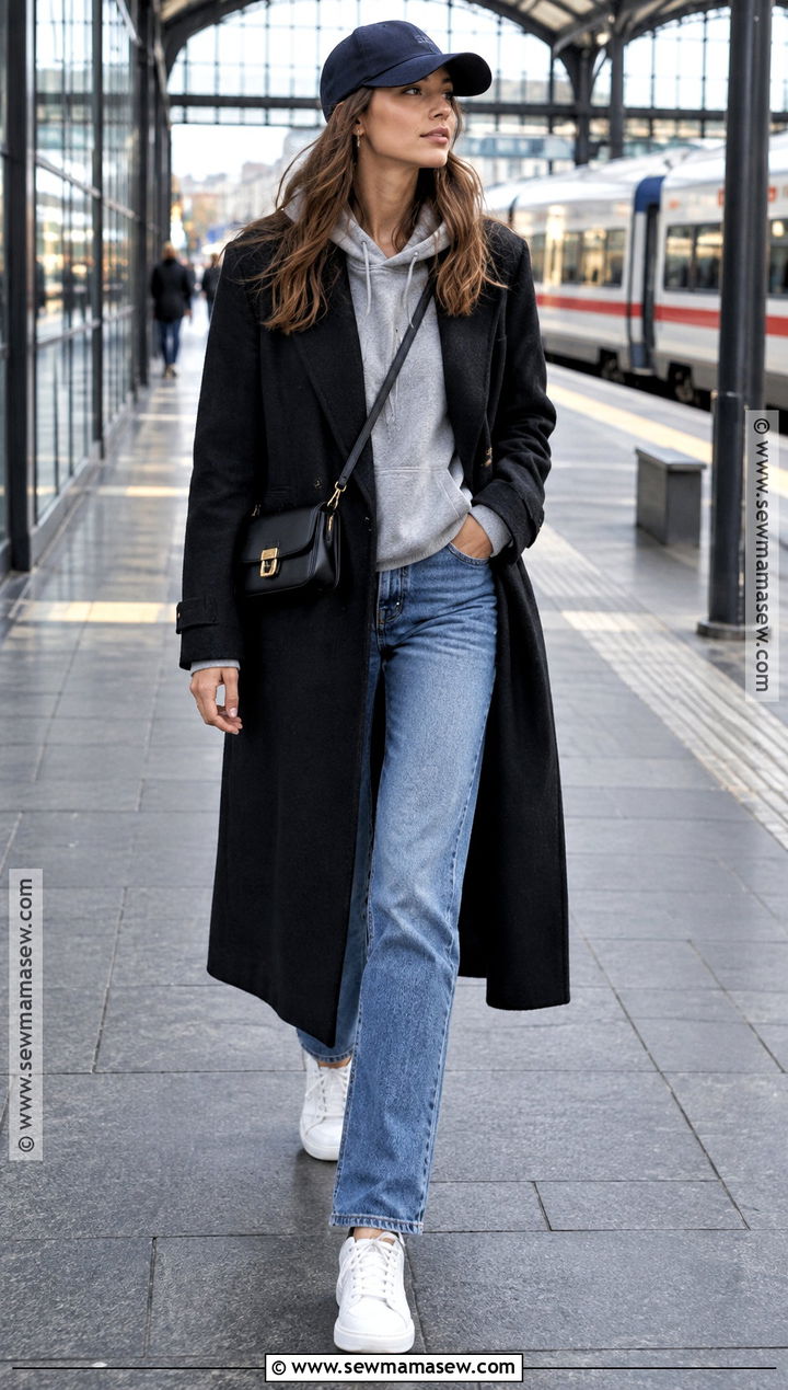 European Fall Wool Coat And Hoodie Outfit - 20 Fall European Outfits