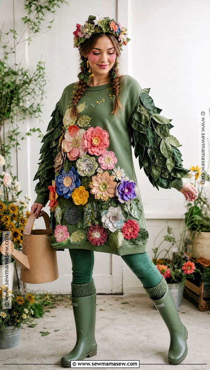 Fabric Scrap Flower Garden Recycled Costume - 30 Recycled Costume Ideas