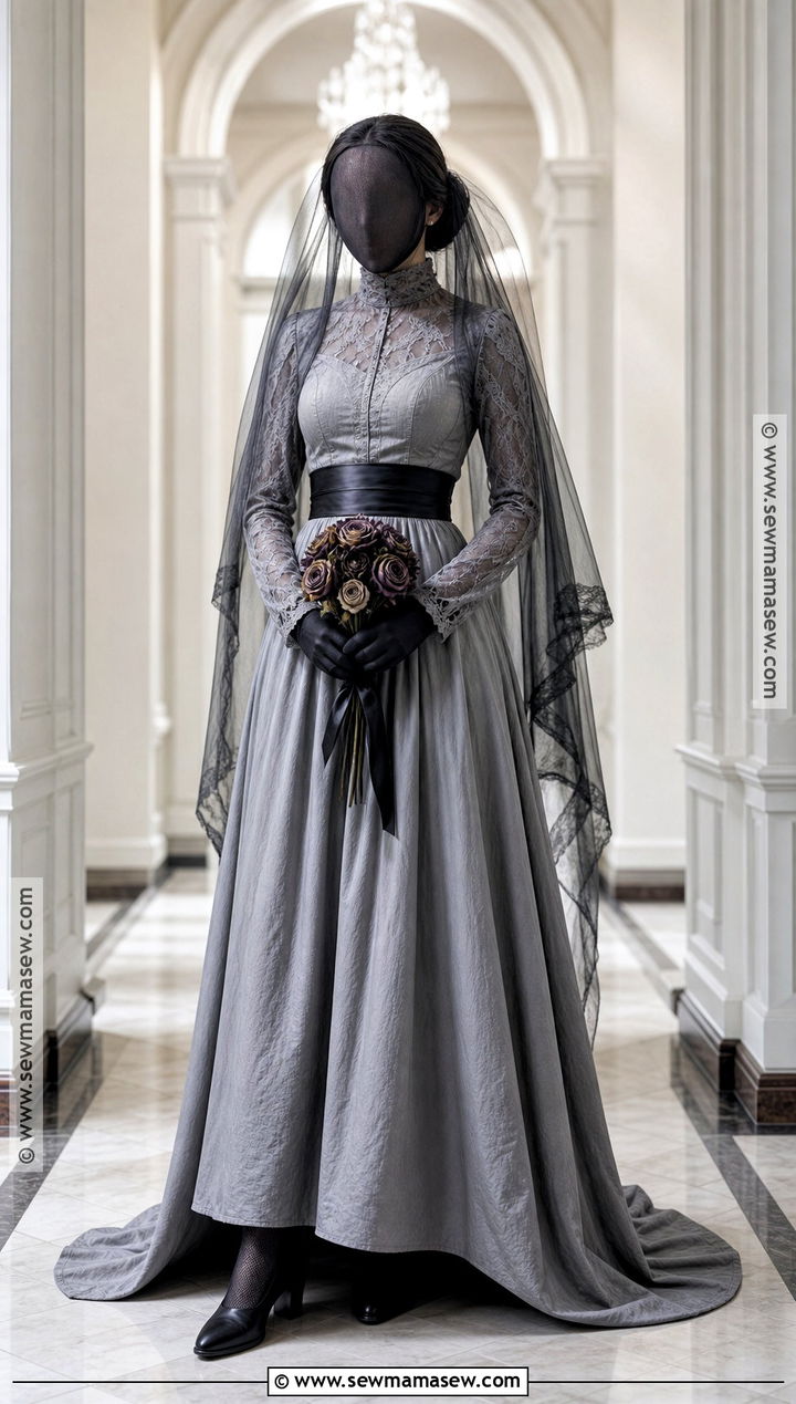 Faceless Bride Costume With Black Veil - 45 scary costumes