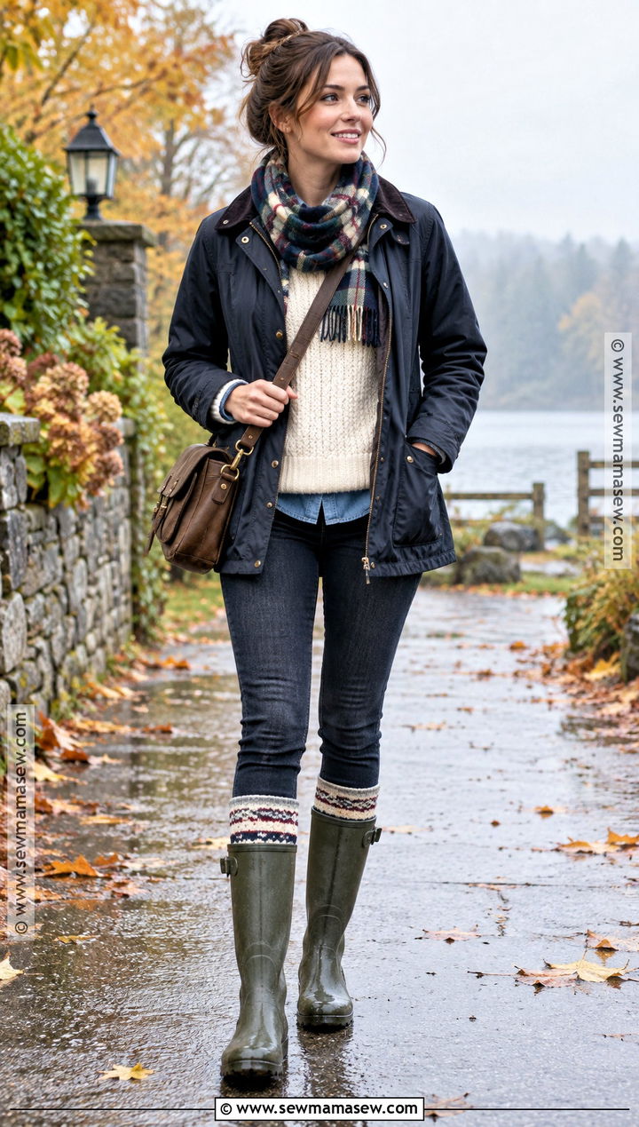 Fair Isle Knit Socks With Rain Boots And Barn Jacket - 15 autumn knit socks ideas