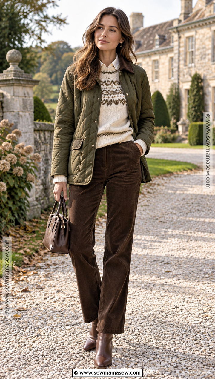 Fair Isle Sweater And Corduroy Trouser Old Money Outfit - 15 Old Money Fall Winter Outfits