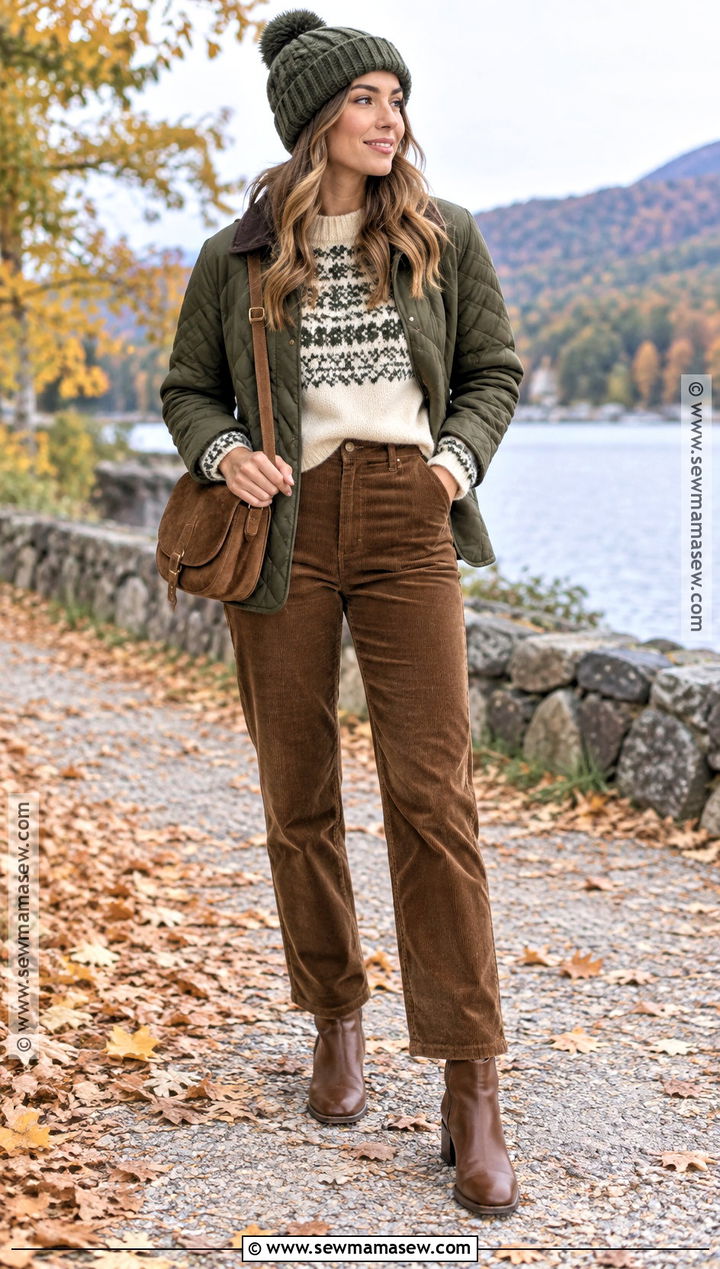 Fair Isle Sweater And Corduroy Trousers Outfit - 15 autumn winter outfits 2026