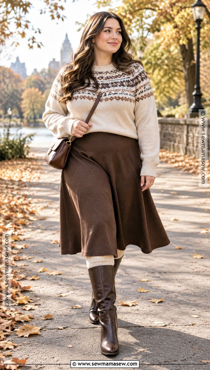 Fair Isle Sweater And Midi Skirt Fall Outfit - 15 affordable fall fashion trends