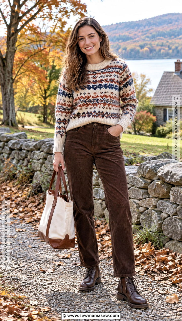 Fair Isle Sweater With Corduroy Pants - 20 cute sweaters for fall