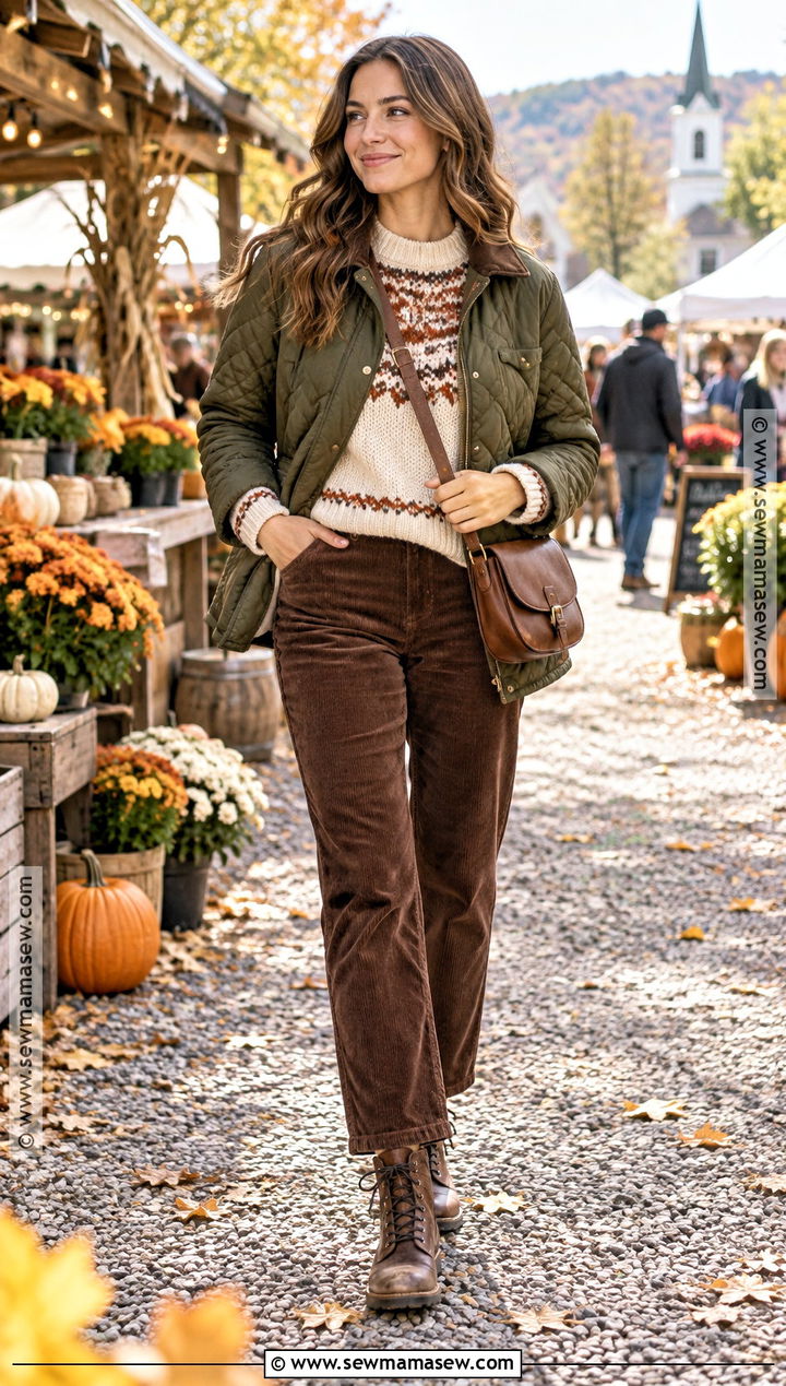 Fair Isle Sweater With Corduroy Pants - 25 sweater weather outfits