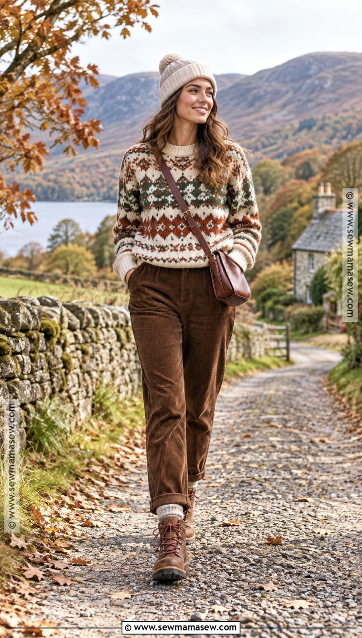 Fair Isle Sweater With Corduroy Pants - 15 fall knitwear collection ideas