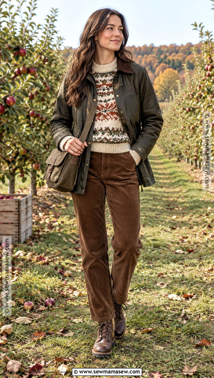 Fair Isle Sweater With Corduroy Pants - 15 autumn knitwear outdoors ideas