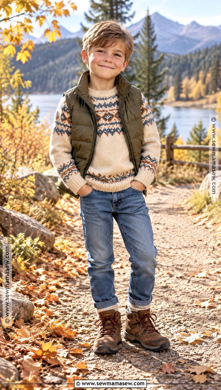 Fair Isle Sweater With Denim - 15 kids fall fashion sweater ideas