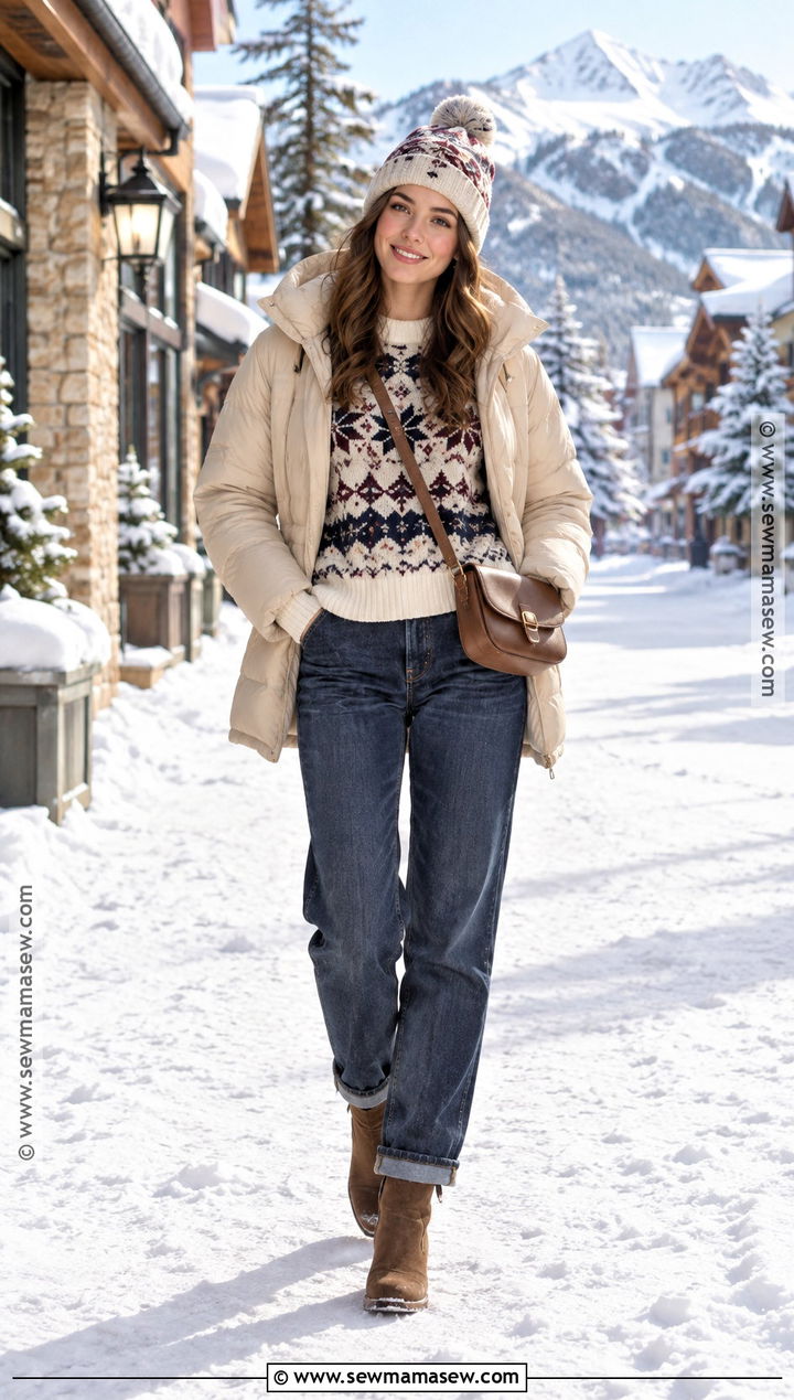 Fair Isle Sweater With Relaxed Jeans - 30 sweater weather ideas
