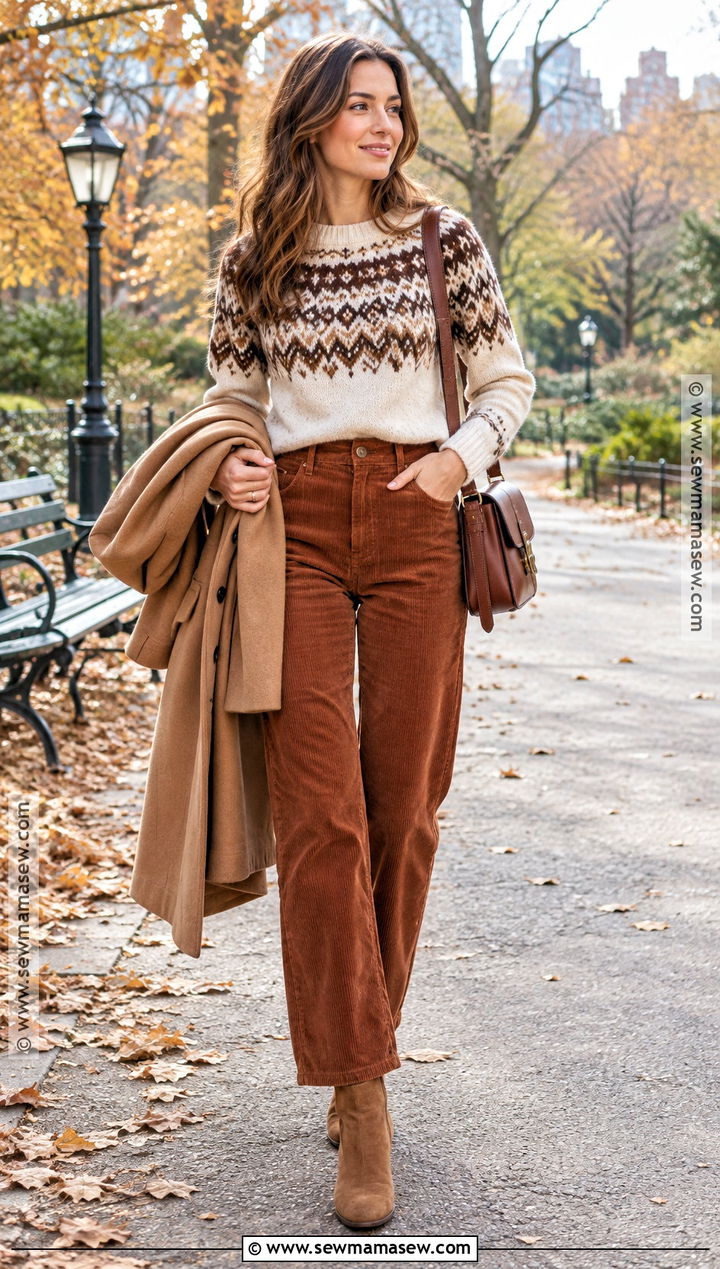 Fair Isle Sweater and Corduroy Pants - 20 Fall Clothing Trends