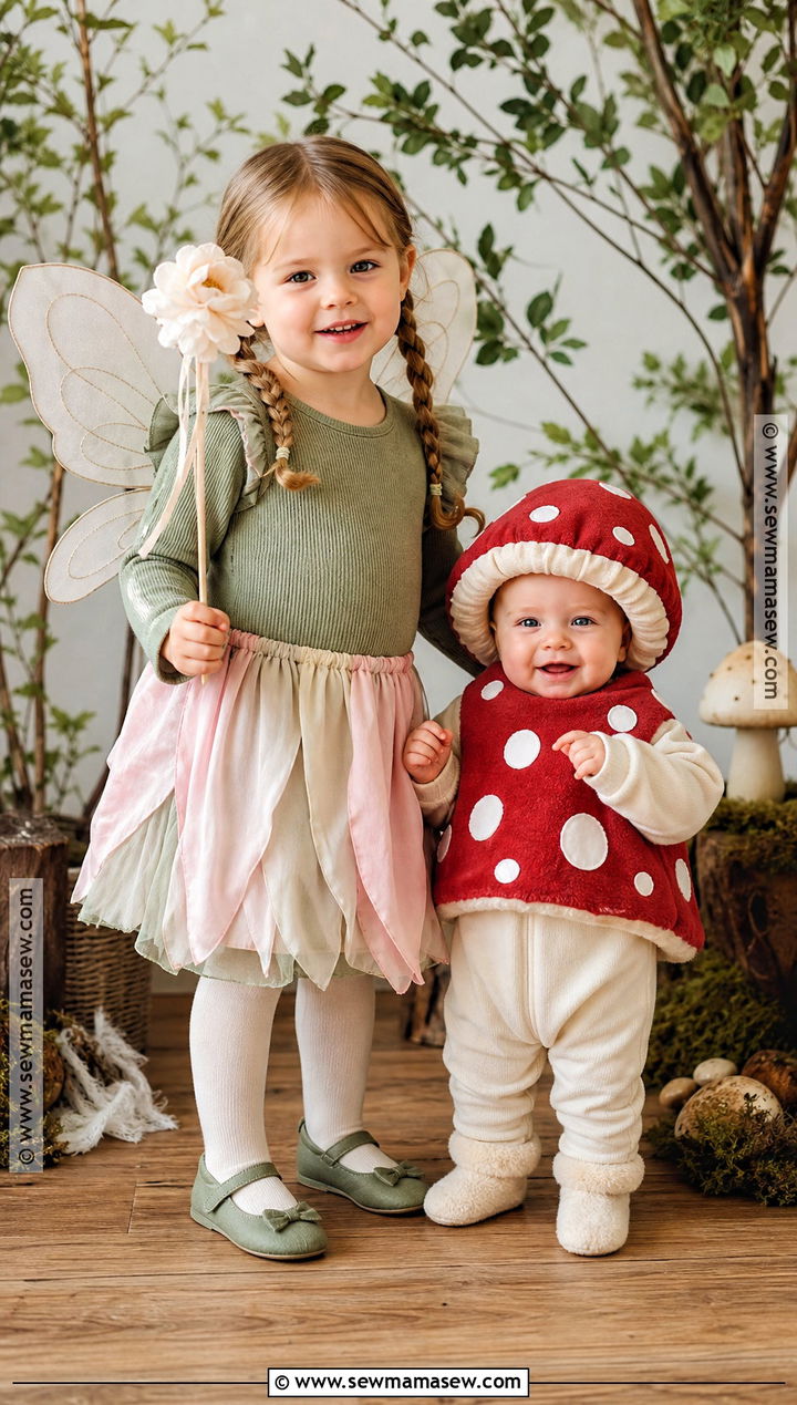 Fairy And Baby Mushroom Sister Costumes - 30 sister halloween costumes toddler for babies