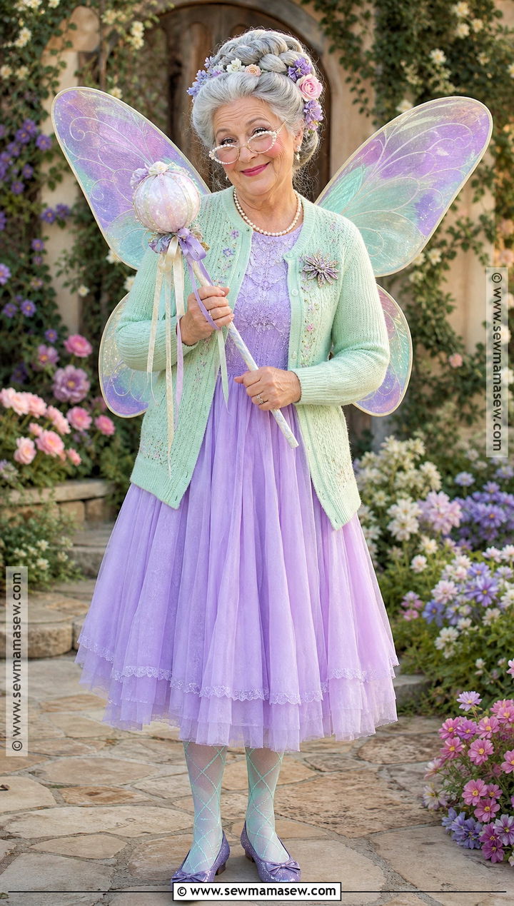 Fairy Grandma Costume With Pastel Wings - 40 grandma costume ideas