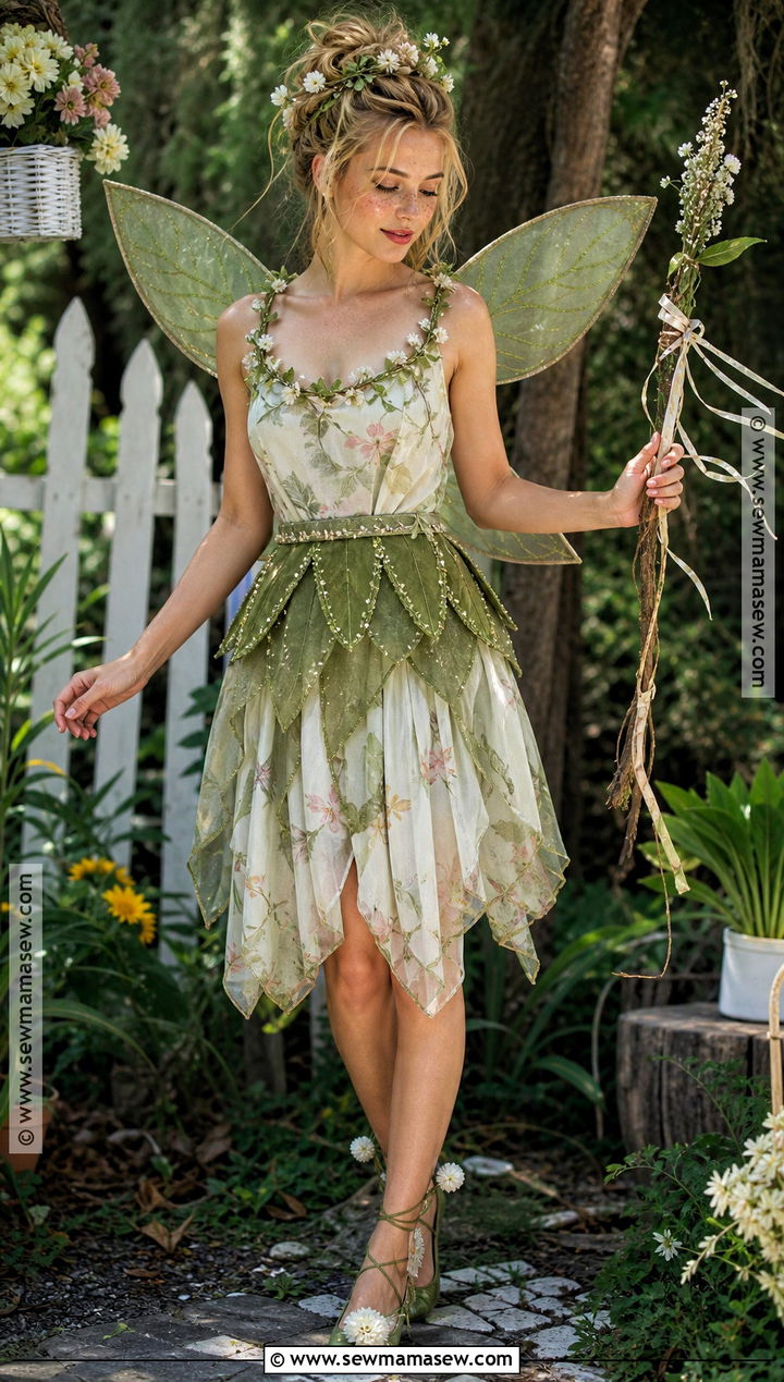 Fairycore Tinker Bell Costume With Floral Dress - 40 tinker bell costume ideas