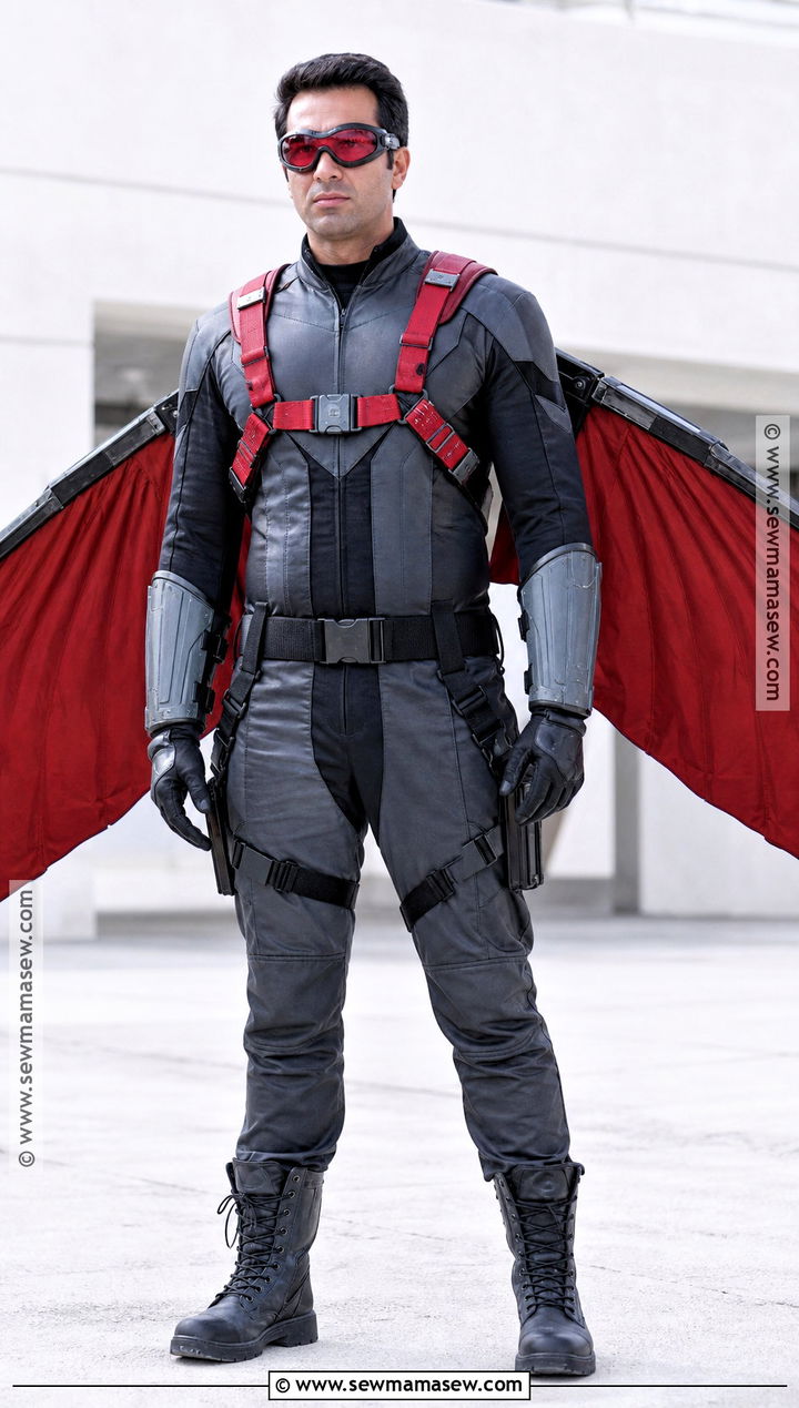 Falcon Costume With Red And Gray Wings - 30 avengers costumes