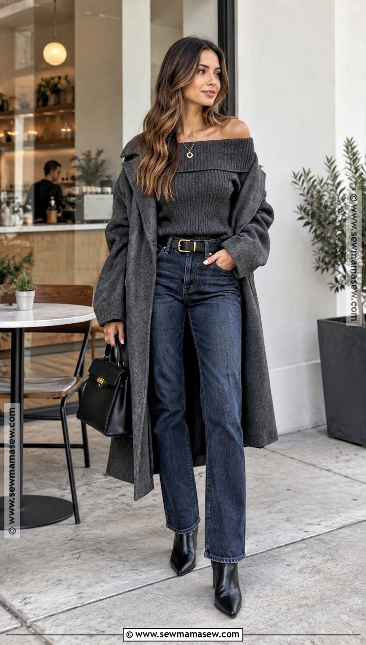 Fall 2023 Off Shoulder Top And Jeans Outfit - 15 Fall 2026 Styles for Women