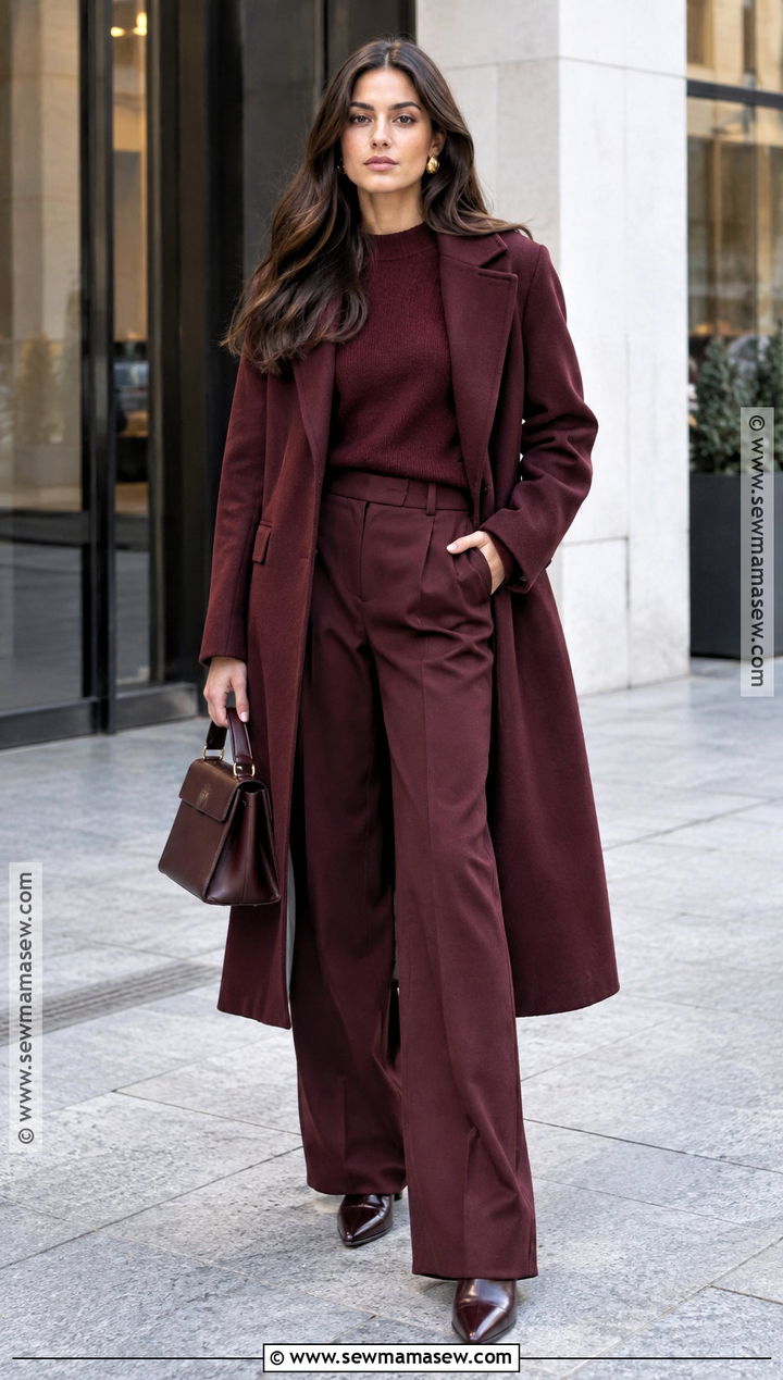 Fall 2024 Burgundy Monochrome Outfit - 15 Fall 2026 Fashion Aesthetic Ideas