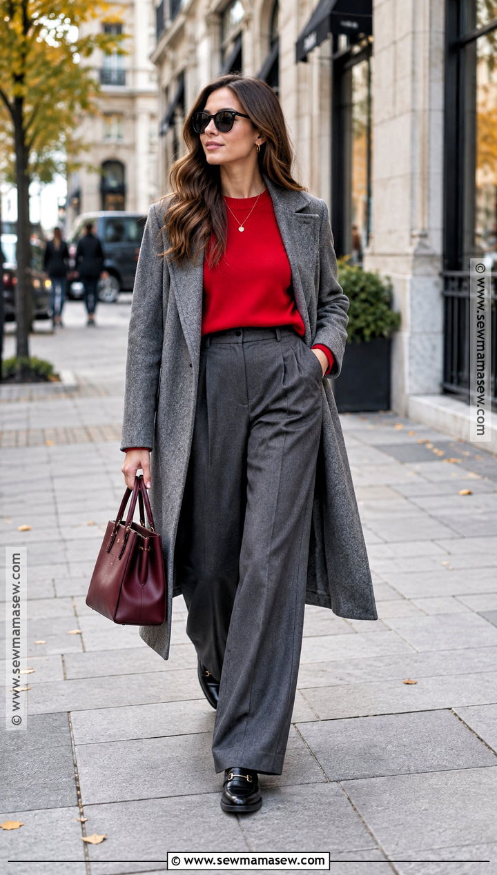 Fall 2024 Red Sweater And Gray Trousers Outfit - 15 fall 2026 style trends
