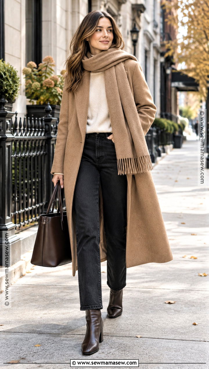 Fall 2024 Street Outfit With a Scarf Coat - 15 fall 2026 street fashion ideas