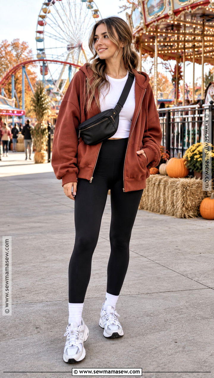 Fall Amusement Park Hoodie And Leggings Outfit - 15 amusement park outfit fall ideas