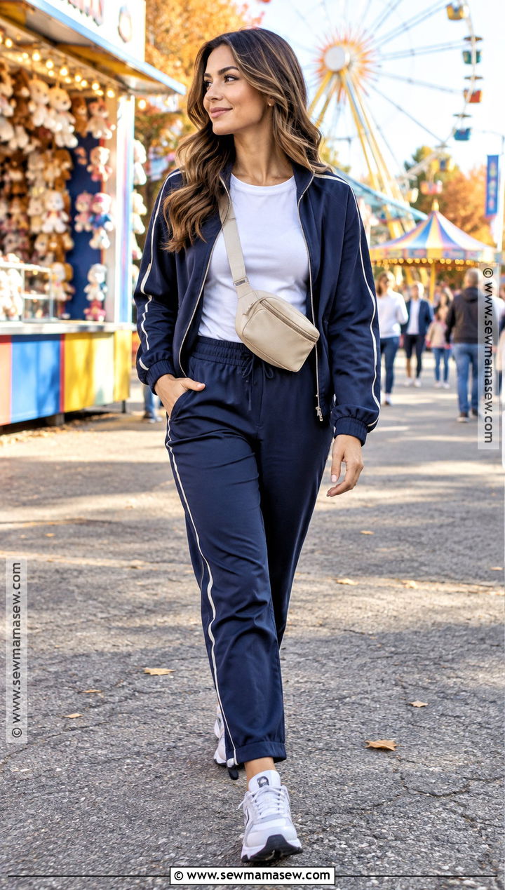 Fall Amusement Park Track Jacket And Matching Pants Outfit - 15 amusement park outfit fall ideas