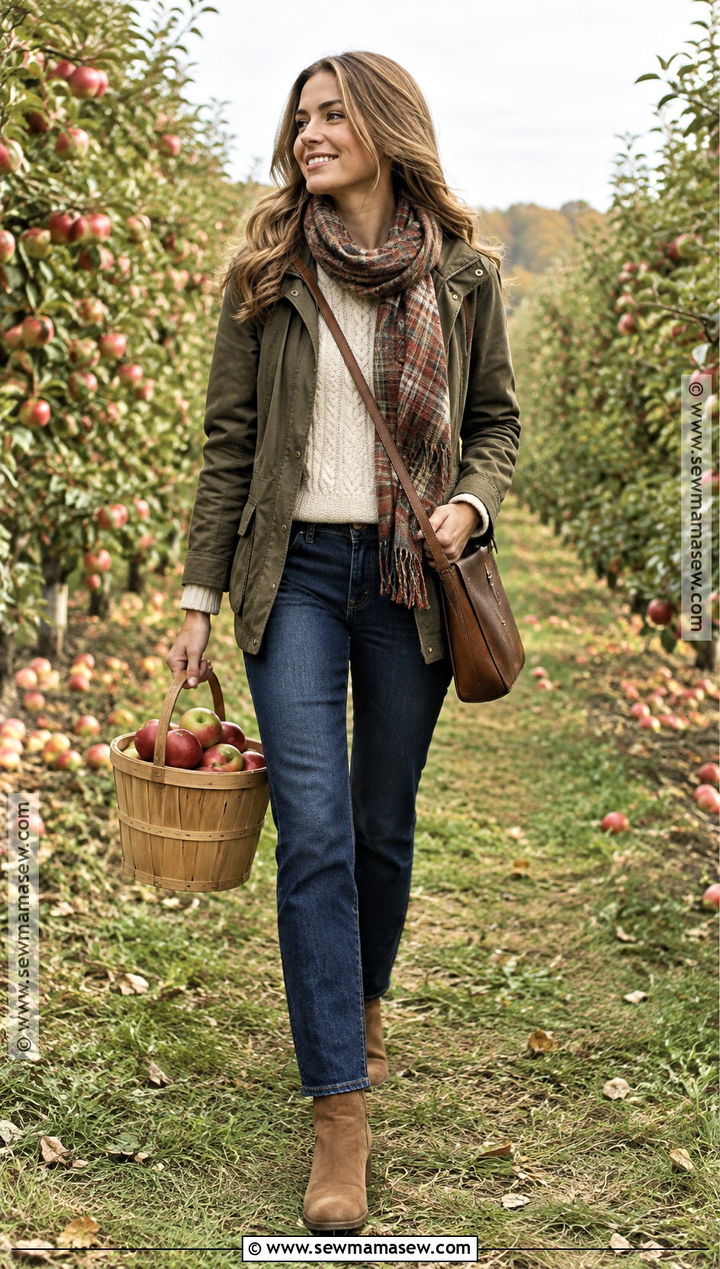 Fall Apple Picking Outfit With Sweater and Boots - 15 outdoor outfits for women fall