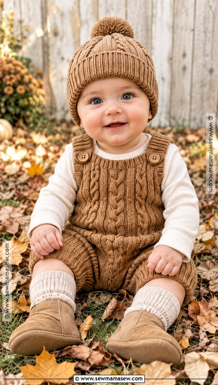 Fall Baby Cable Knit Romper And Beanie Outfit - 20 fall baby clothes
