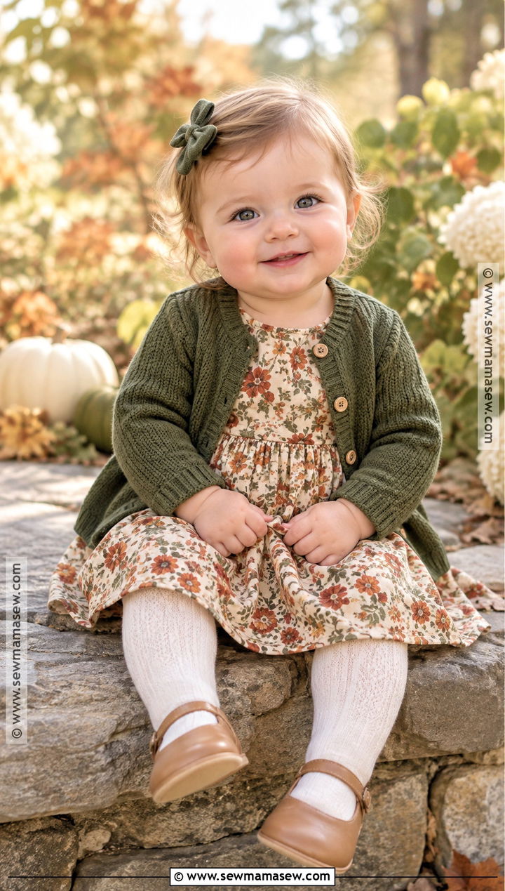 Fall Baby Floral Dress And Cardigan Outfit - 20 fall baby clothes