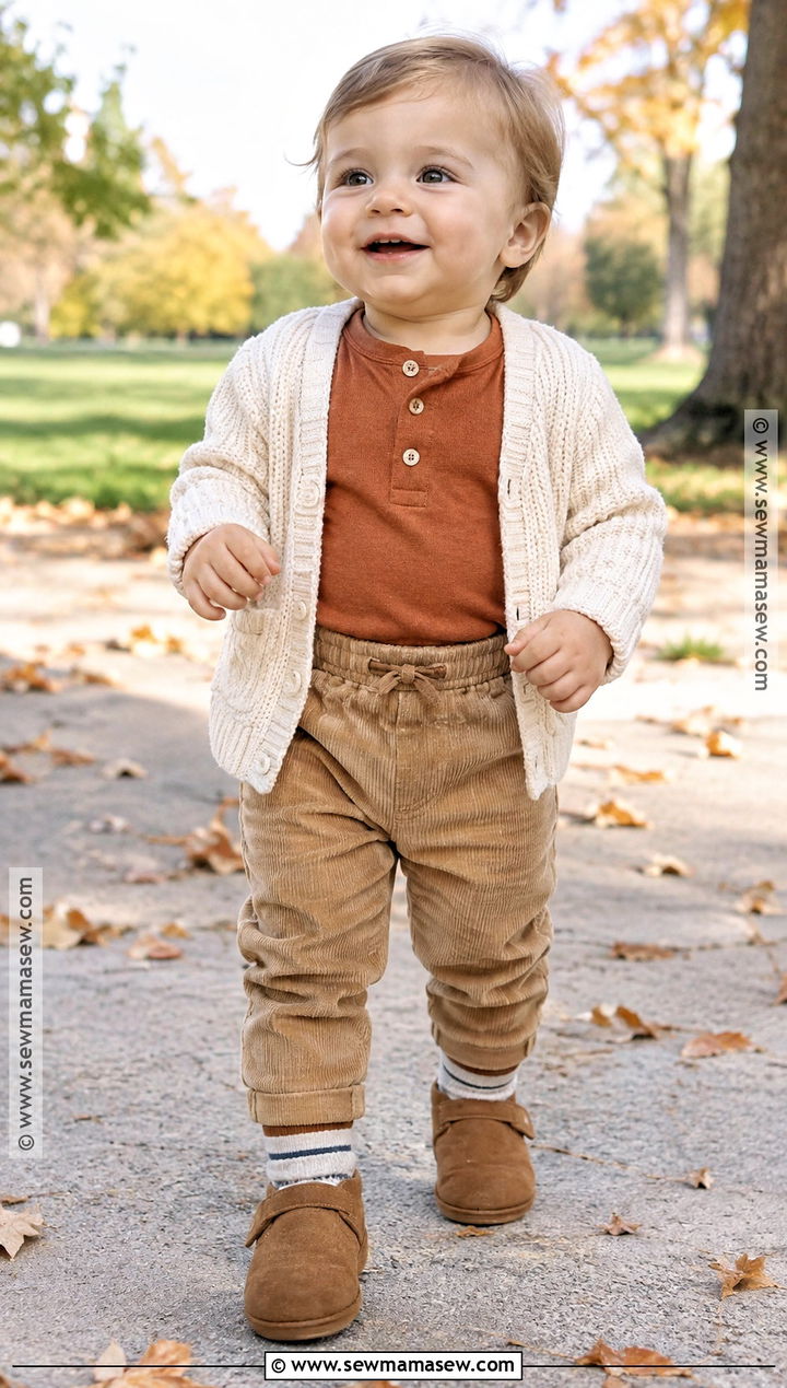 Fall Baby Henley Bodysuit And Corduroy Pants Outfit - 20 fall baby clothes