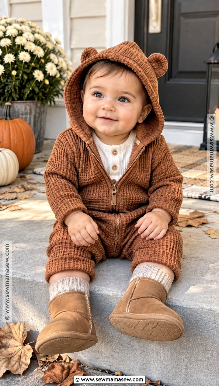 Fall Baby Hooded Romper And Booties Outfit - 20 fall baby clothes
