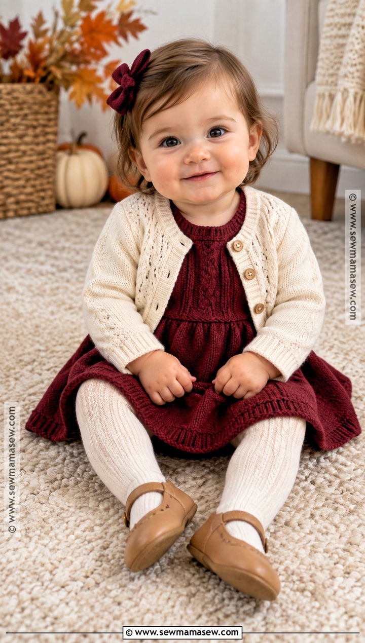 Fall Baby Knit Dress And Tights Outfit - 20 fall baby clothes