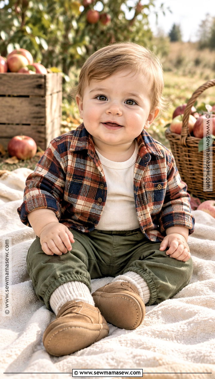 Fall Baby Plaid Shirt And Pull On Pants Outfit - 20 fall baby clothes