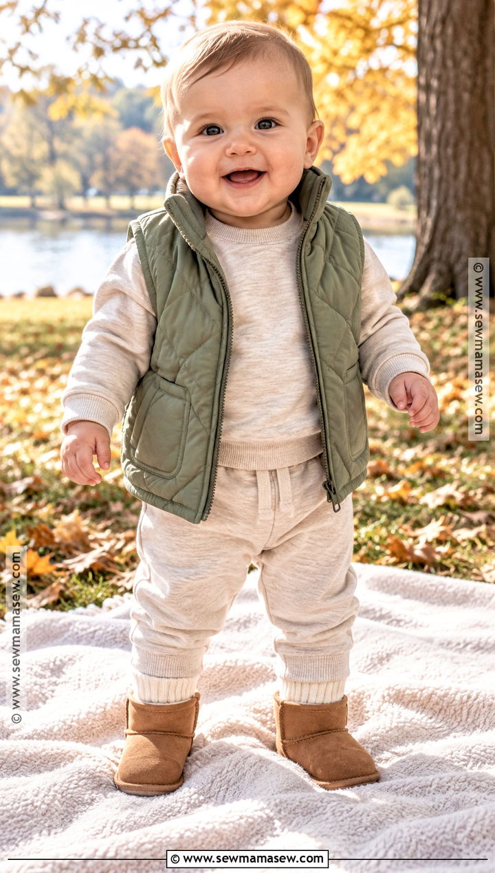 Fall Baby Quilted Vest And Sweatshirt Set Outfit - 20 fall baby clothes