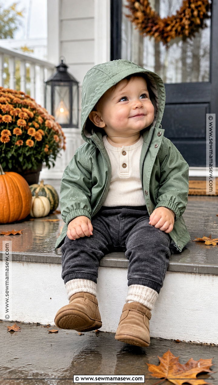 Fall Baby Rain Jacket And Jersey Layers Outfit - 20 fall baby clothes