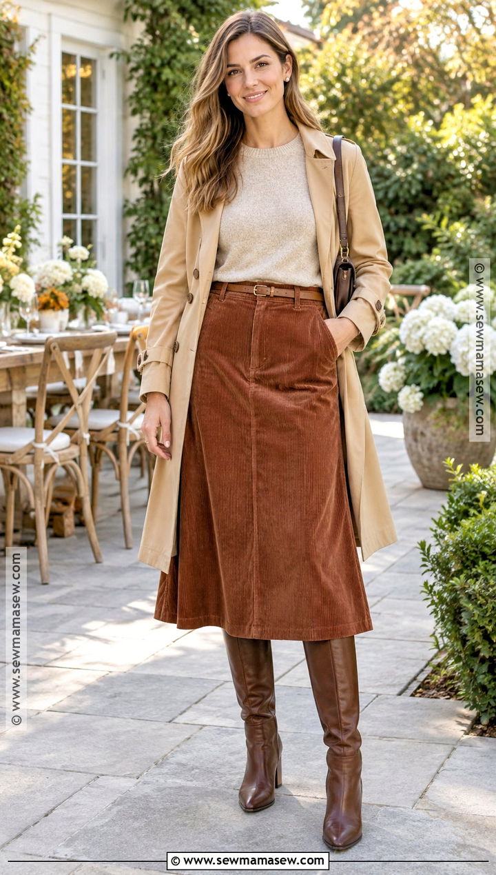 Fall Baby Shower Guest Corduroy Skirt Outfit - 25 fall baby shower outfit for guest ideas