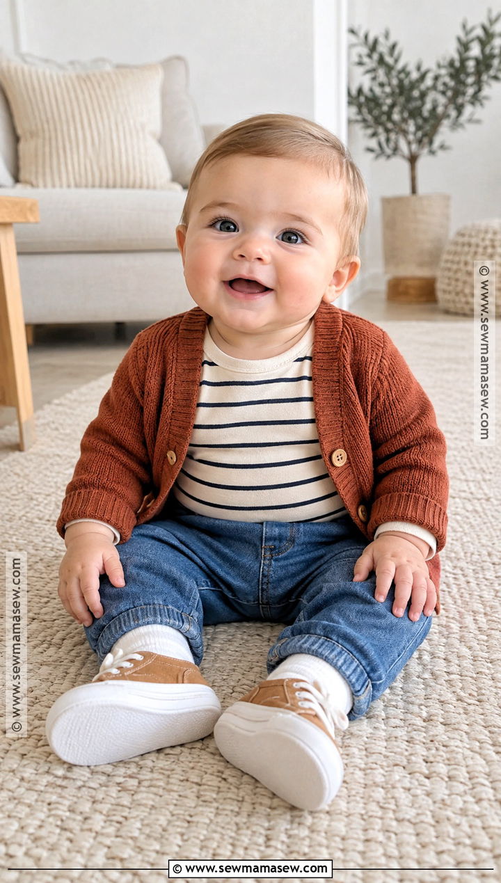 Fall Baby Striped Top And Soft Jeans Outfit - 20 fall baby clothes
