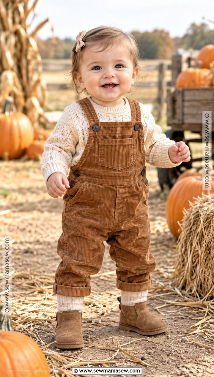 Fall Baby Sweater And Corduroy Overalls Outfit - 20 fall baby clothes
