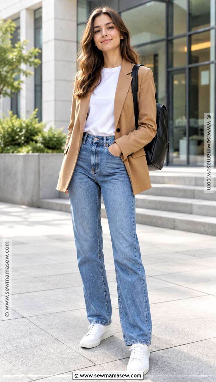 Fall Back To School Outfit With A Blazer And Sneakers - 25 fall back to school outfits
