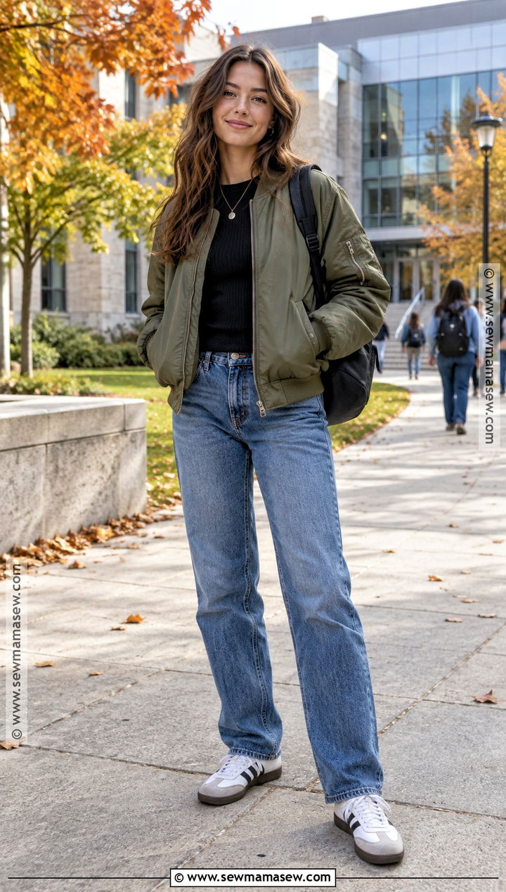 Fall Back To School Outfit With A Bomber Jacket - 25 fall back to school outfits