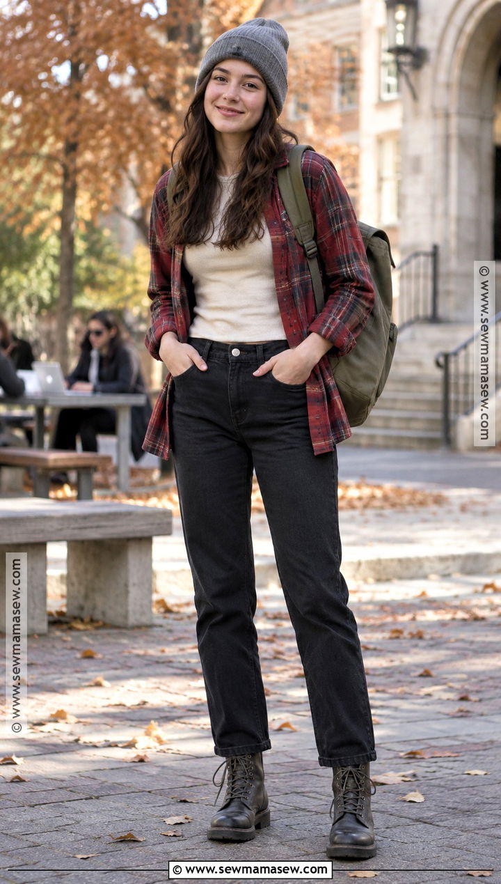 Fall Back To School Outfit With A Flannel Shirt - 25 fall back to school outfits