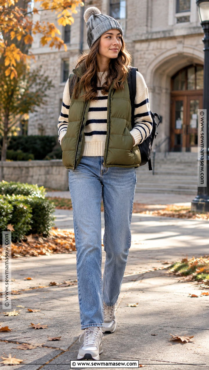 Fall Back To School Outfit With A Puffer Vest - 25 fall back to school outfits