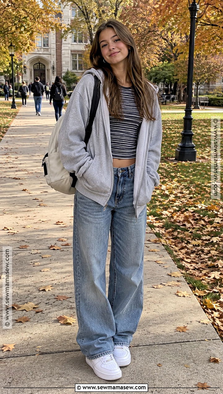 Fall Baggy Jeans And Baby Tee Outfit - 15 fall fashion inspiration ideas for teens