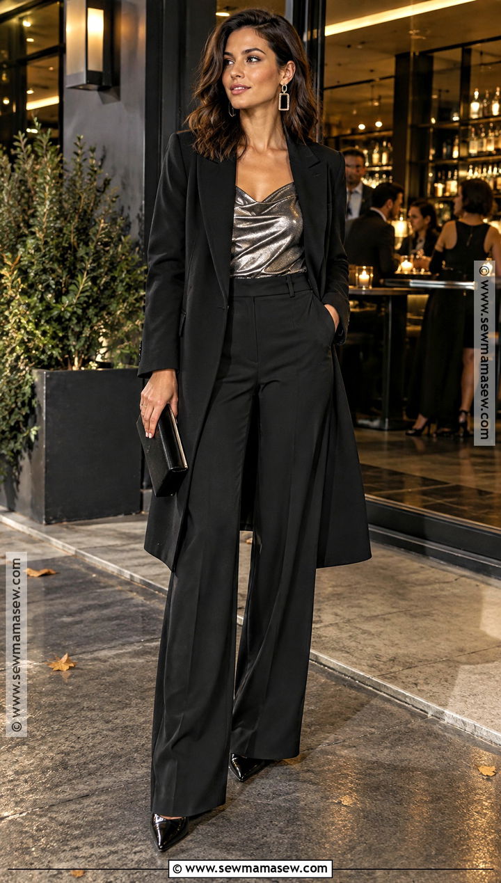 Fall Bar Outfit With A Metallic Top - 25 fall going out outfits bar