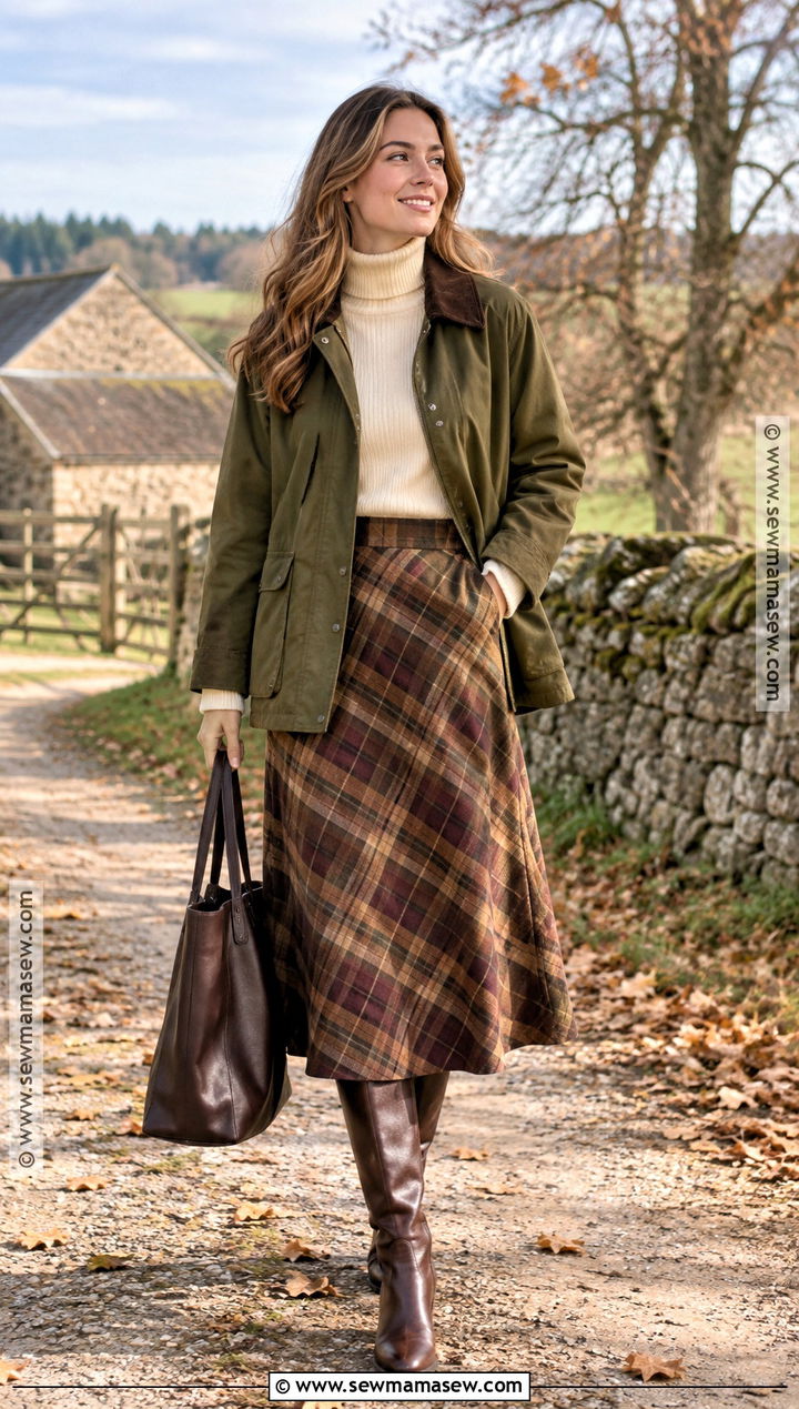 Fall Barn Jacket And Plaid Skirt Outfit - 15 fall fashion outfits aesthetic