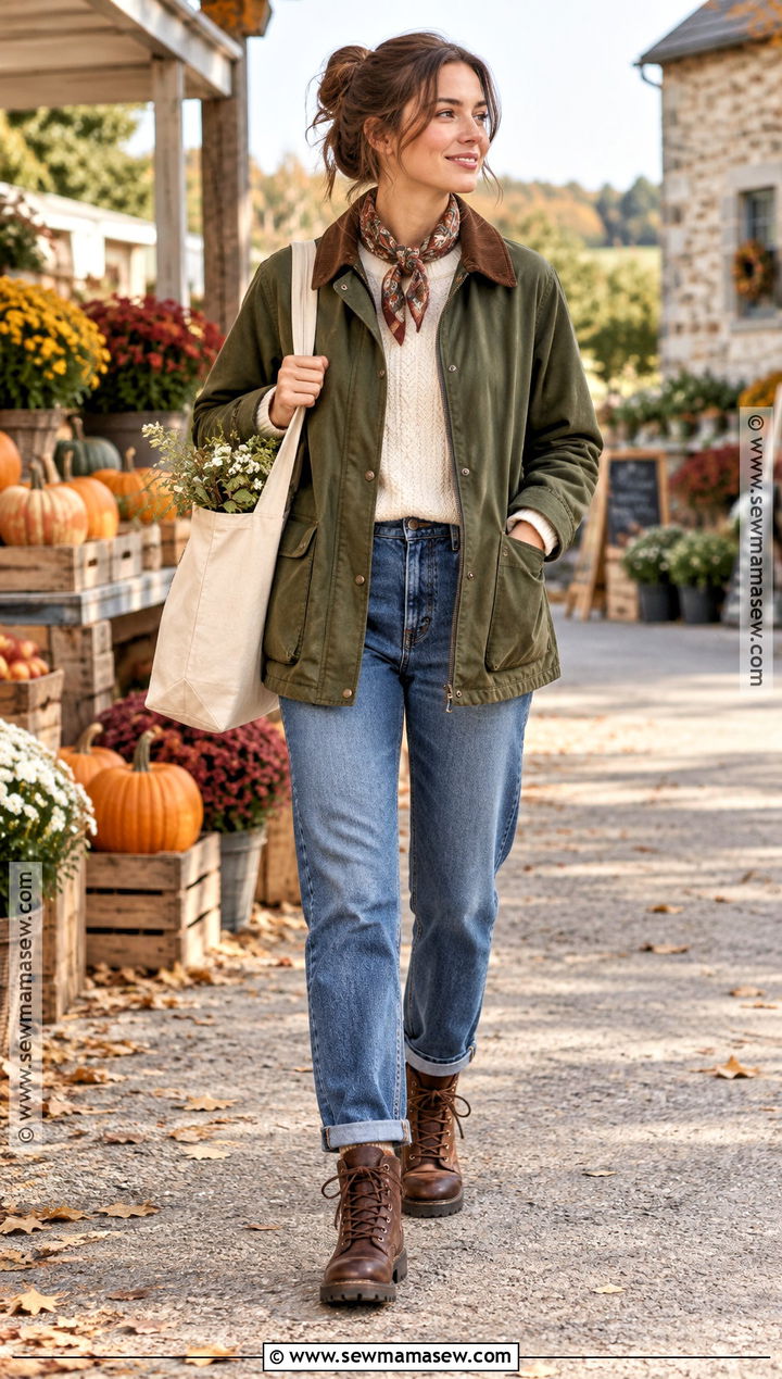 Fall Barn Jacket And Relaxed Jeans Outfit - 25 fall clothes aesthetic