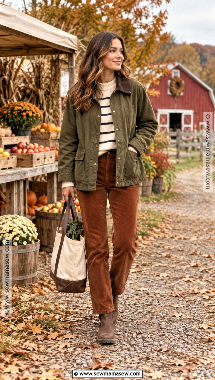 Fall Barn Jacket Outfit With Corduroy Pants - 25 fall outfit inspiration ideas