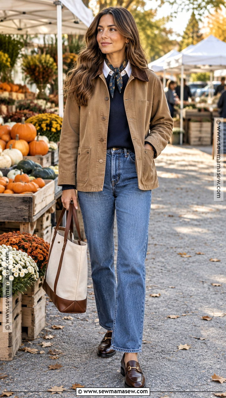 Fall Barn Jacket Outfit With Relaxed Jeans - 25 winter fall outfits