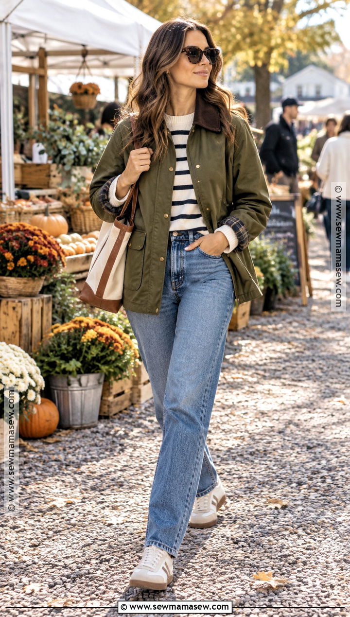 Fall Barn Jacket With Relaxed Jeans - 15 fall lookbook outfits