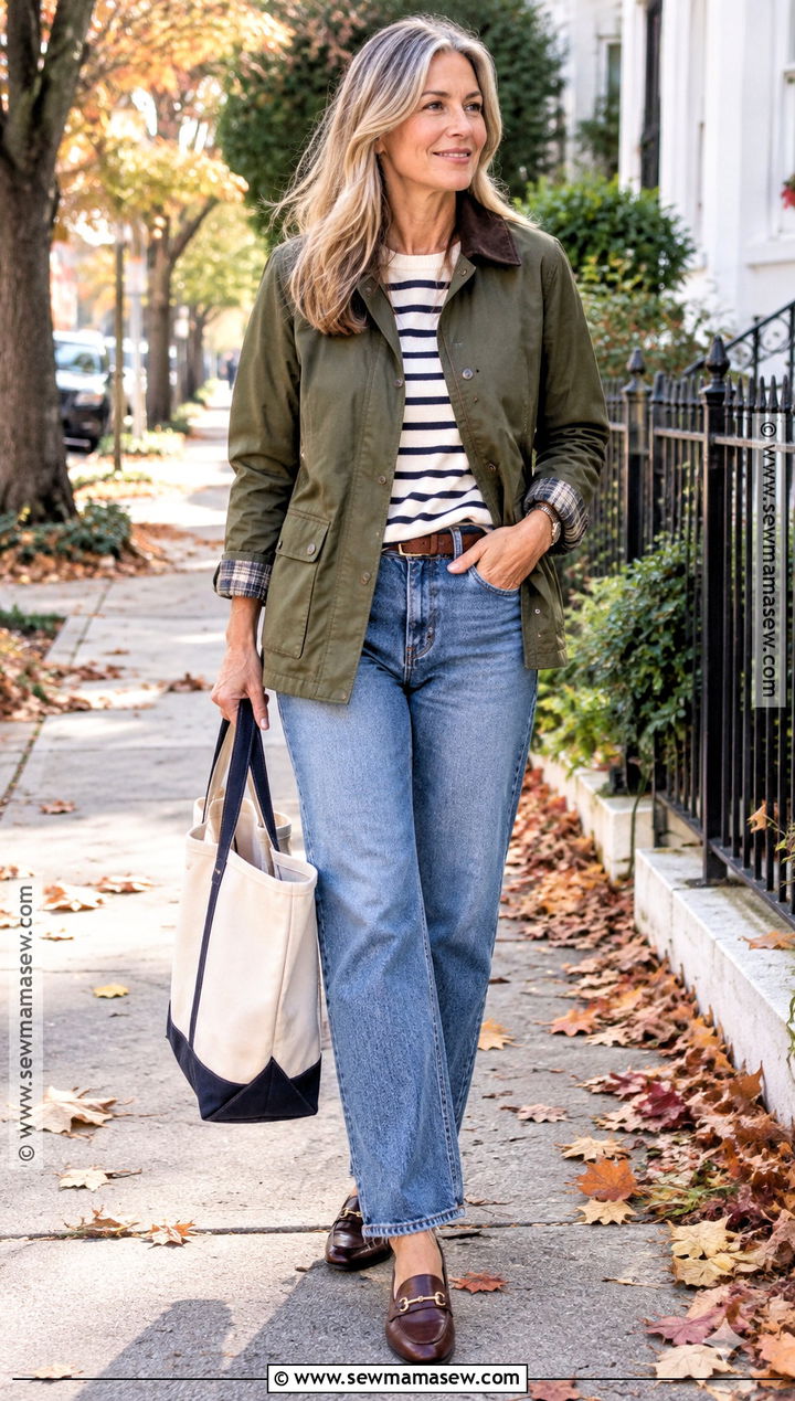 Fall Barn Jacket and Blue Jeans Outfit - 15 Budget-Friendly Fall Fashion Ideas